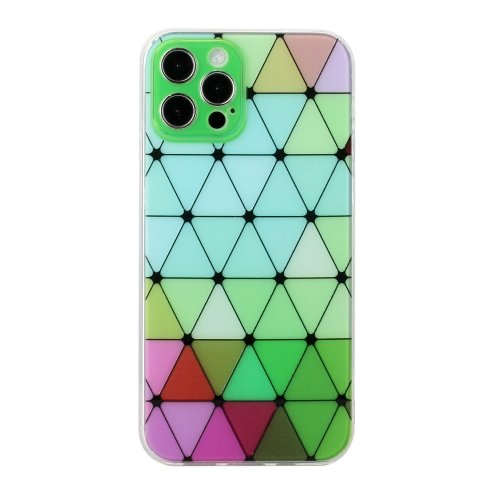 

Hollow Diamond-shaped Squares Pattern TPU Precise Hole Phone Protective Case For iPhone 12 Pro(Green)