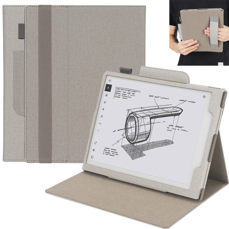 

For reMarkable 2 10.3 inch 2020 / 2021 Business Weave Texture Horizontal Flip Leather Case with Holder & Hand Strap(Grey)