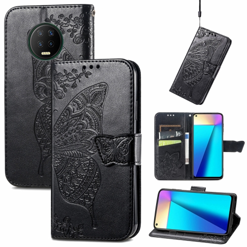 

Butterfly Love Flowers Embossed Horizontal Flip Leather Case with Holder & Card Slots & Wallet & Lanyard For Infinix Note 7(Black)