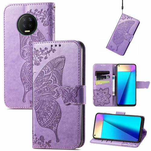 

Butterfly Love Flowers Embossed Horizontal Flip Leather Case with Holder & Card Slots & Wallet & Lanyard For Infinix Note 7(Light Purple)