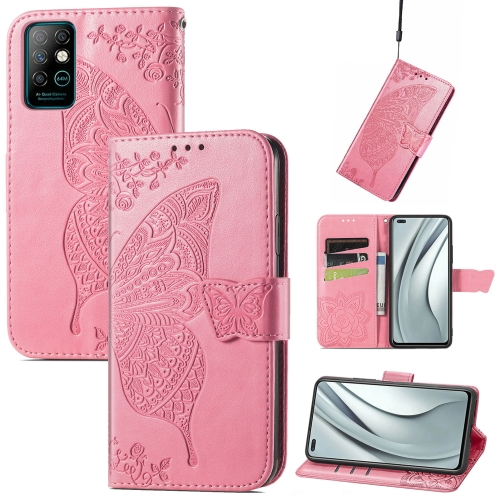 

Butterfly Love Flowers Embossed Horizontal Flip Leather Case with Holder & Card Slots & Wallet & Lanyard For Infinix Note 8(Pink)