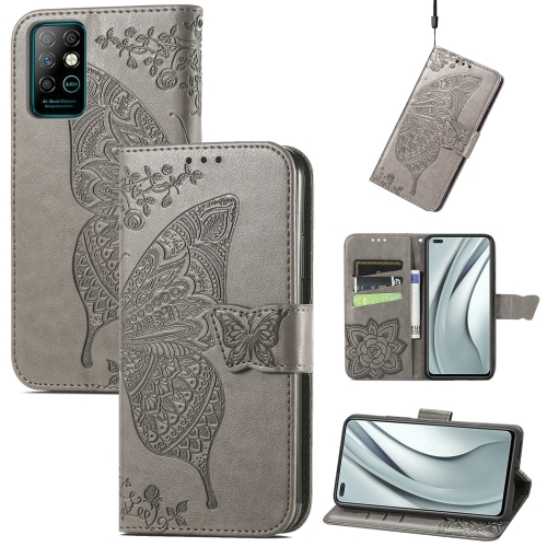 

Butterfly Love Flowers Embossed Horizontal Flip Leather Case with Holder & Card Slots & Wallet & Lanyard For Infinix Note 8(Gray)