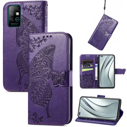 

Butterfly Love Flowers Embossed Horizontal Flip Leather Case with Holder & Card Slots & Wallet & Lanyard For Infinix Note 8(Dark Purple)