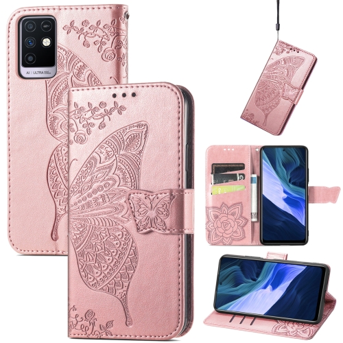 

Butterfly Love Flowers Embossed Horizontal Flip Leather Case with Holder & Card Slots & Wallet & Lanyard For Infinix Note 10(Rose Gold)