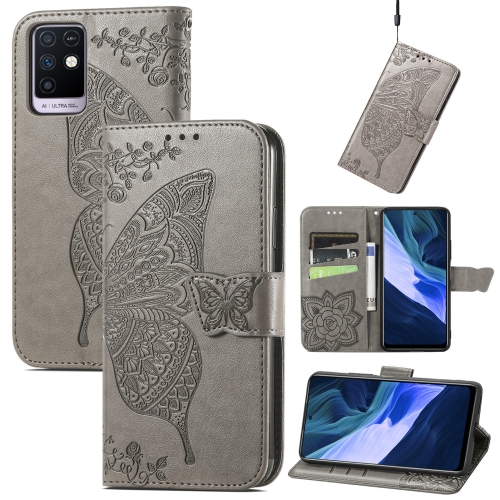 

Butterfly Love Flowers Embossed Horizontal Flip Leather Case with Holder & Card Slots & Wallet & Lanyard For Infinix Note 10(Gray)