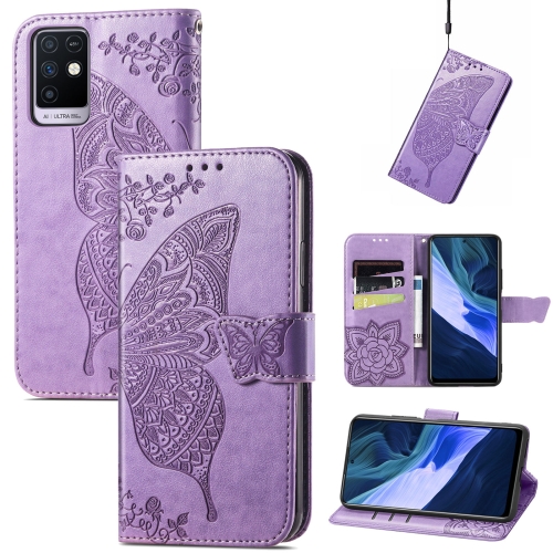 

Butterfly Love Flowers Embossed Horizontal Flip Leather Case with Holder & Card Slots & Wallet & Lanyard For Infinix Note 10(Light Purple)