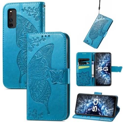 

Butterfly Love Flowers Embossed Horizontal Flip Leather Case with Holder & Card Slots & Wallet & Lanyard For vivo IQOO Neo 3(Blue)