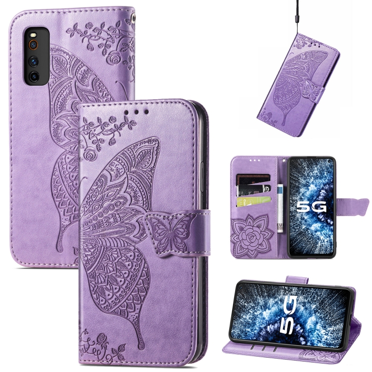 

Butterfly Love Flowers Embossed Horizontal Flip Leather Case with Holder & Card Slots & Wallet & Lanyard For vivo IQOO Neo 3(Light Purple)