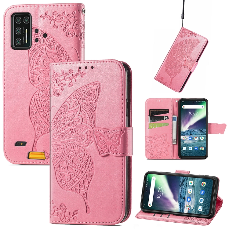 

Butterfly Love Flowers Embossed Horizontal Flip Leather Case with Holder & Card Slots & Wallet & Lanyard For Umidigi Bison GT(Pink)