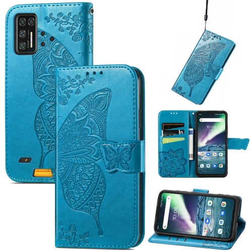 

Butterfly Love Flowers Embossed Horizontal Flip Leather Case with Holder & Card Slots & Wallet & Lanyard For Umidigi Bison GT(Blue)