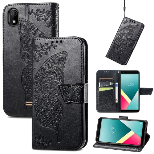 

Butterfly Love Flowers Embossed Horizontal Flip Leather Case with Holder & Card Slots & Wallet & Lanyard For Wiko Y61(Black)