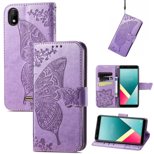 

Butterfly Love Flowers Embossed Horizontal Flip Leather Case with Holder & Card Slots & Wallet & Lanyard For Wiko Y61(Light Purple)