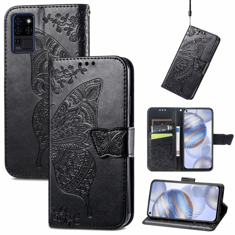 

Butterfly Love Flowers Embossed Horizontal Flip Leather Case with Holder & Card Slots & Wallet & Lanyard For Oukitel C21(Black)