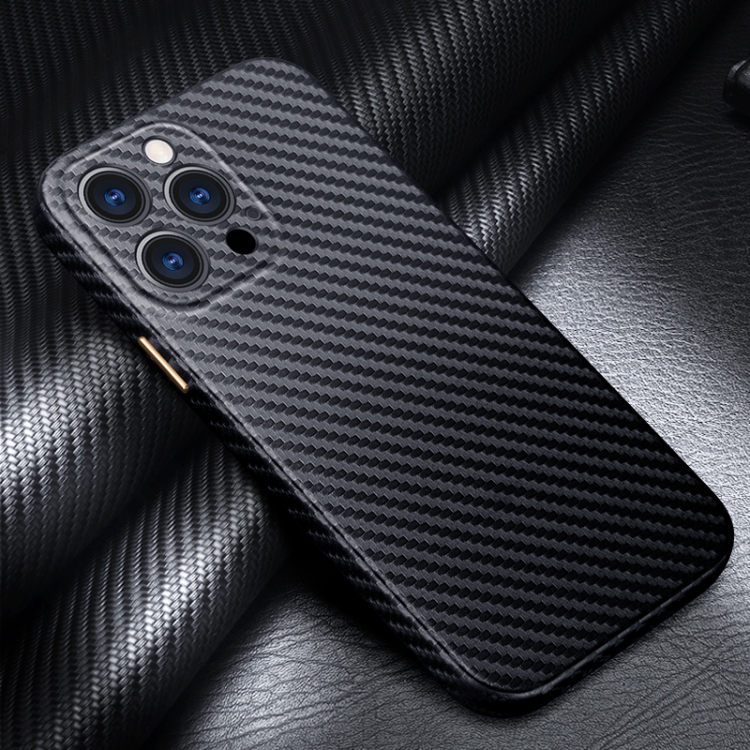 

R-JUST Carbon Fiber Leather Texture All-inclusive Shockproof Back Cover Case For iPhone 13 Pro(Black)