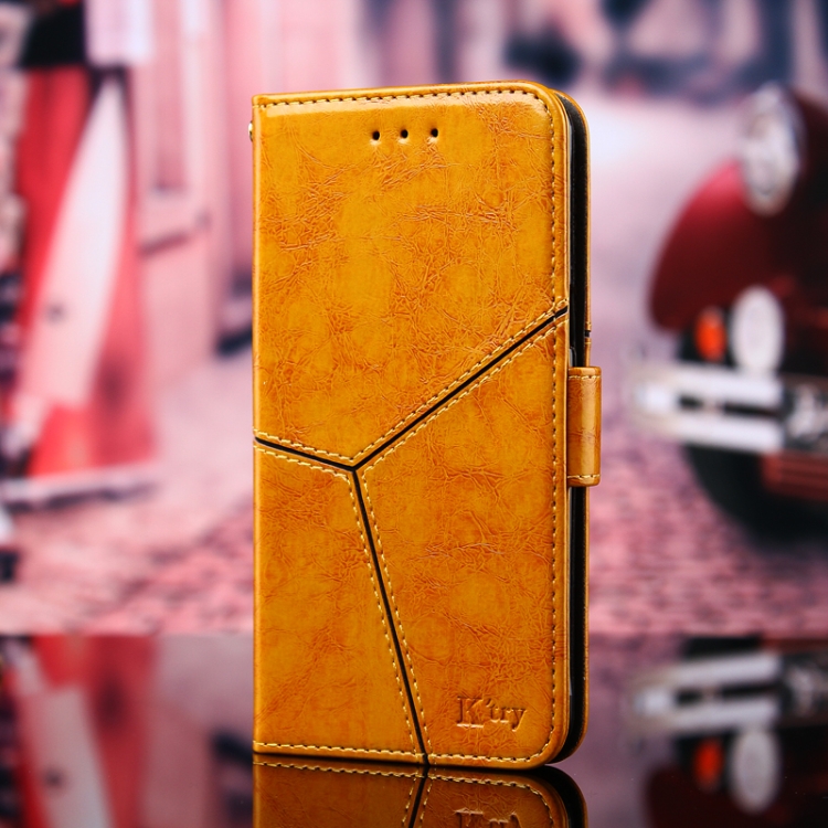 

Geometric Stitching Horizontal Flip TPU + PU Leather Case with Holder & Card Slots & Wallet For iPhone 13 mini(Yellow)