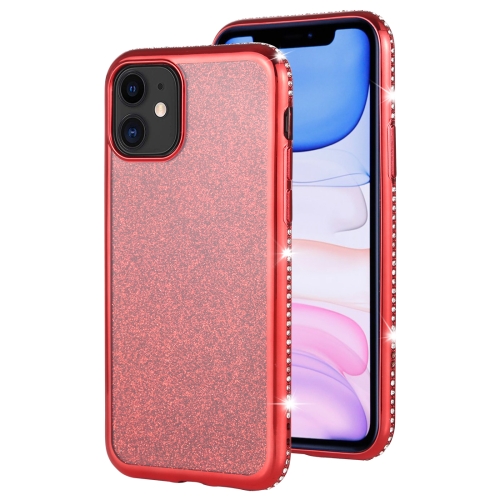 

For iPhone 11 Diamond Encrusted Flash Powder TPU Case(Red)