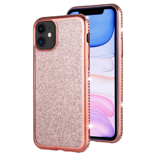 

For iPhone 11 Diamond Encrusted Flash Powder TPU Case(Rose Gold)