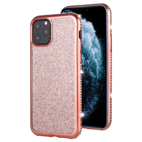 

For iPhone 11 Pro Max Diamond Encrusted Flash Powder TPU Case(Rose Gold)