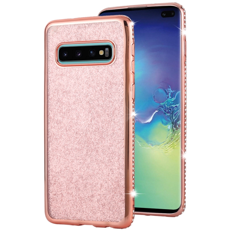 

For Galaxy S10 Diamond Encrusted Flash Powder TPU Case(Rose Gold)