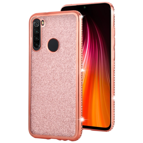 

For Xiaomi Redmi Note 8 Diamond Encrusted Flash Powder TPU Case(Rose Gold)