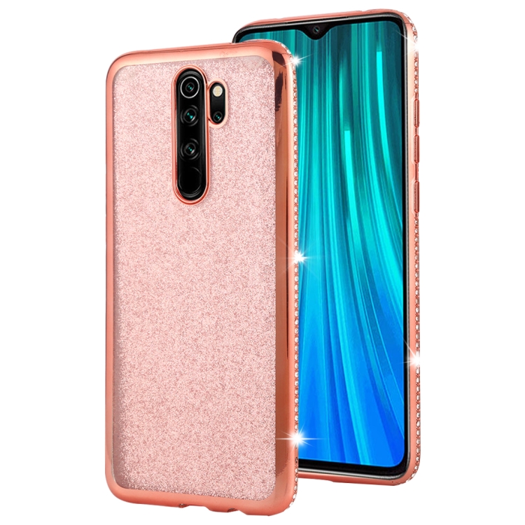 

For Xiaomi Redmi Note 8 Pro Diamond Encrusted Flash Powder TPU Case(Rose Gold)