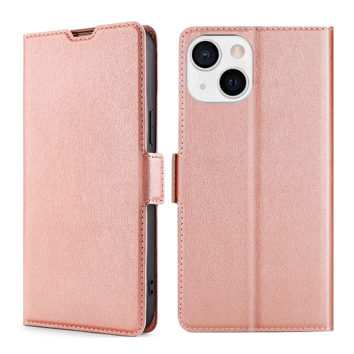 

Ultra-thin Voltage Side Buckle PU + TPU Horizontal Flip Leather Case with Holder & Card Slot For iPhone 13(Rose Gold)