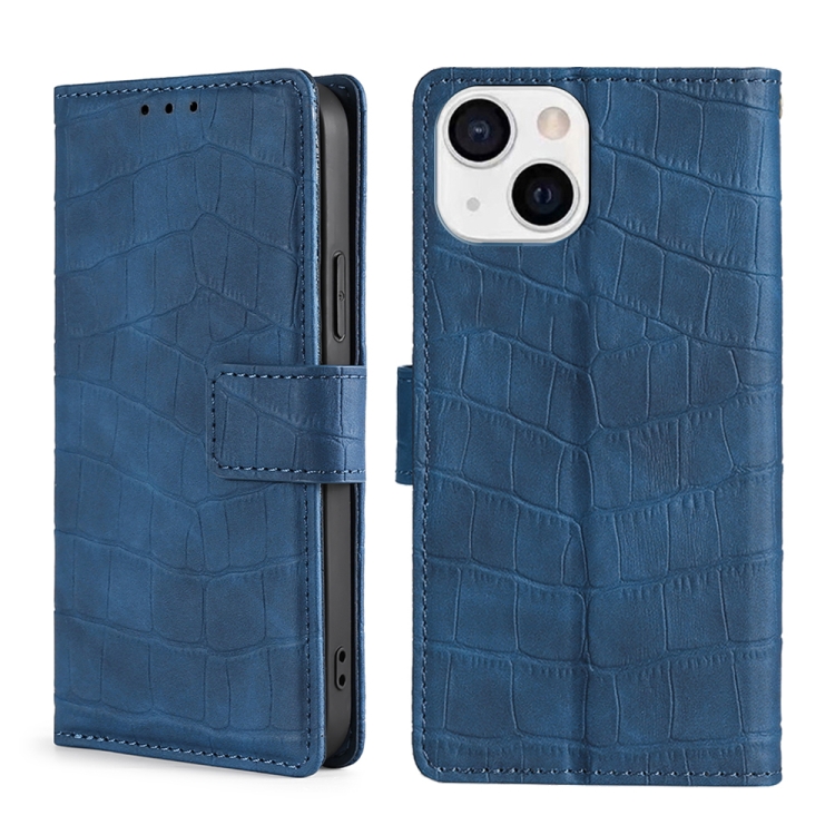 

Skin Feel Crocodile Texture Magnetic Clasp Horizontal Flip PU Leather Case with Holder & Card Slots & Wallet For iPhone 13 mini(Blue)