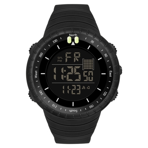 

SANDA 6071 Three-split Screen LED Digital Display Luminous Stopwatch Timing Multifunctional Men Sports Electronic Watch(All Black)
