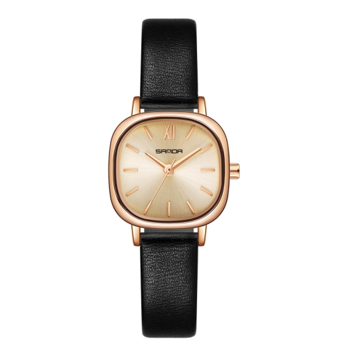 

SANDA P1098 Simple Bar Scale Oval Dial Quartz Watch for Women(Belt Black)