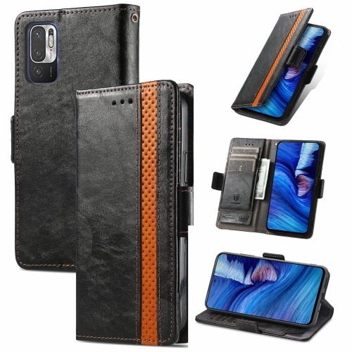 

For Xiaomi Redmi Note 10 JP Edition CaseNeo Business Splicing Dual Magnetic Buckle Horizontal Flip PU Leather Case with Holder & Card Slots & Wallet(Black)