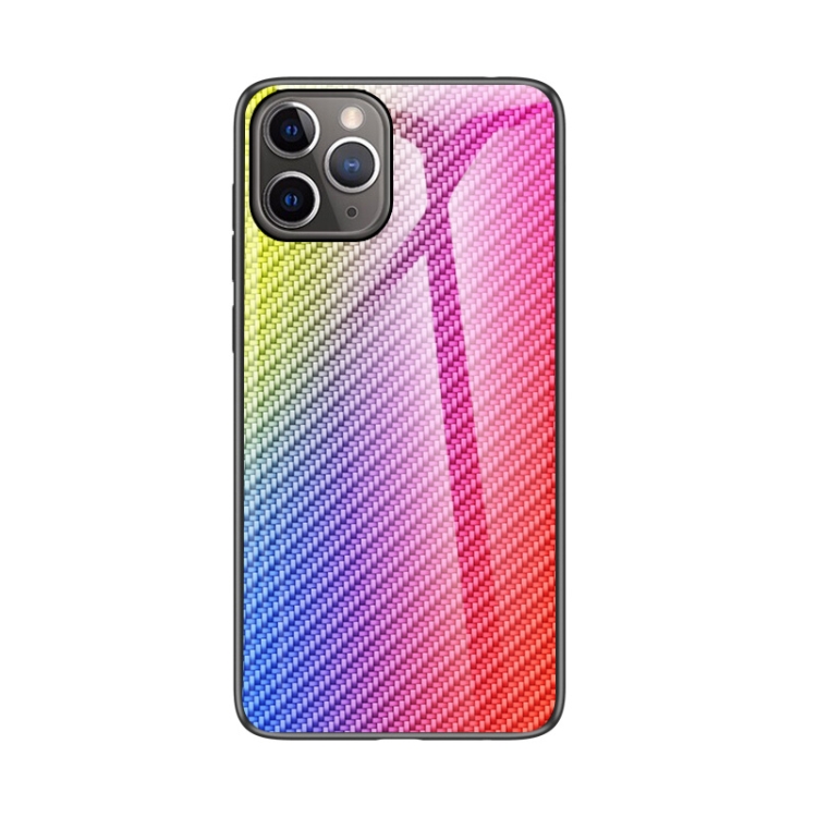 

Gradient Carbon Fiber Texture TPU Border Tempered Glass Case For iPhone 12 Pro Max(Colorful Fiber)