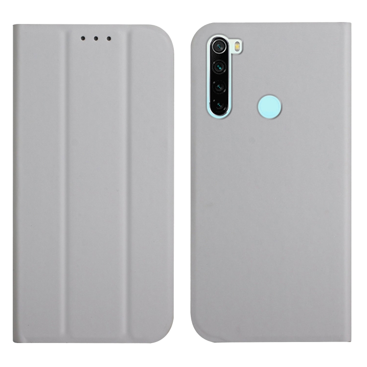 

For Xiaomi Redmi Note 8 3-Folding Ultrathin Skin Feel Magnetic Solid Color Horizontal Flip Leather Case with Holder(Grey)
