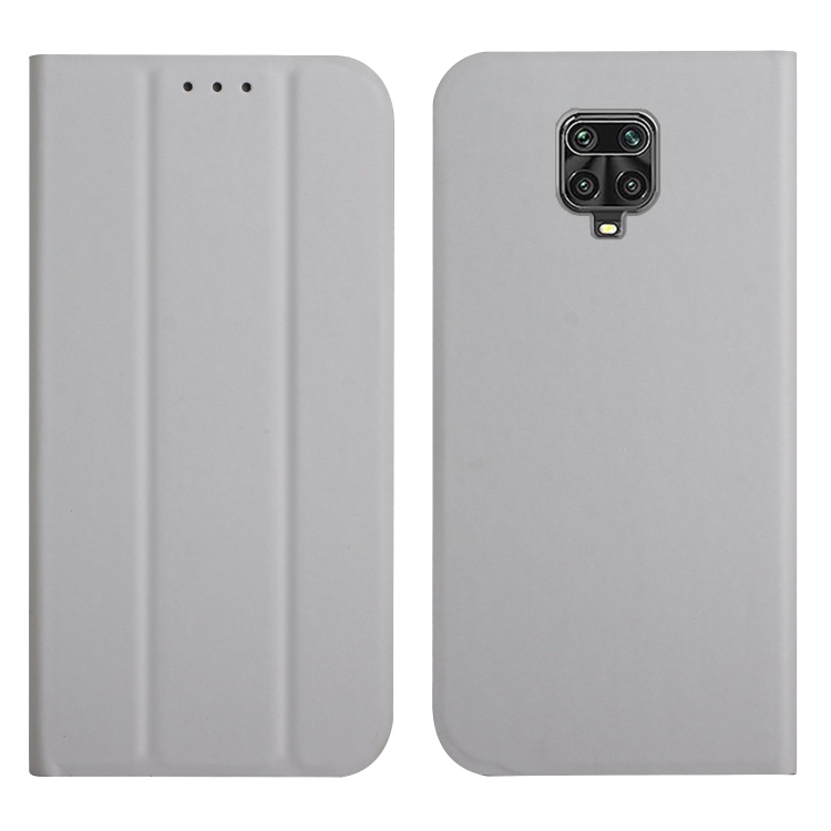 

For Xiaomi Redmi Note 9 Pro 3-Folding Ultrathin Skin Feel Magnetic Solid Color Horizontal Flip Leather Case with Holder(Grey)