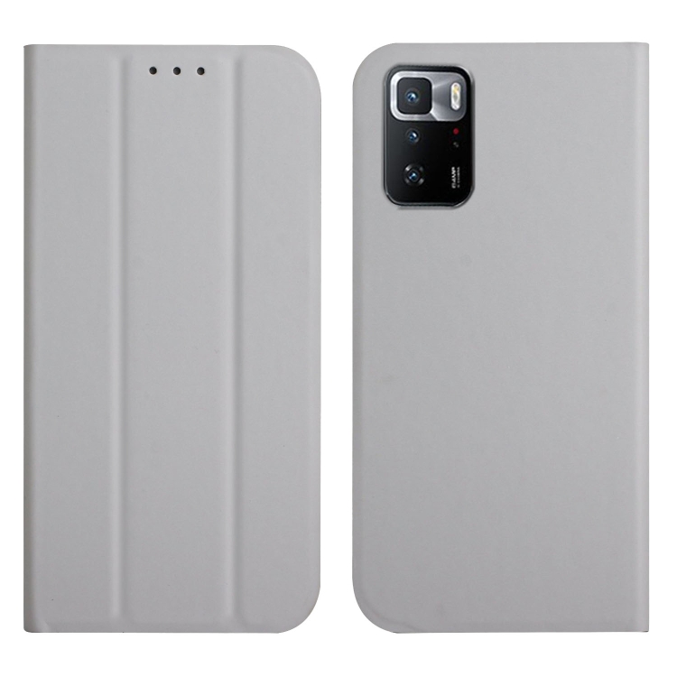 

For Xiaomi Poco X3 GT 3-Folding Ultrathin Skin Feel Magnetic Solid Color Horizontal Flip Leather Case with Holder(Grey)