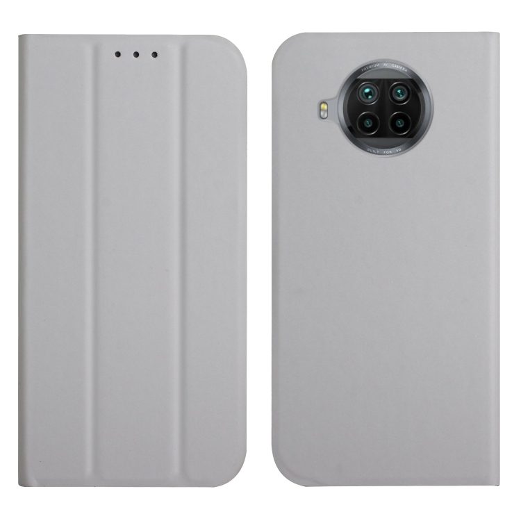 

For Xiaomi Mi 10T Lite 5G 3-Folding Ultrathin Skin Feel Magnetic Solid Color Horizontal Flip Leather Case with Holder(Grey)