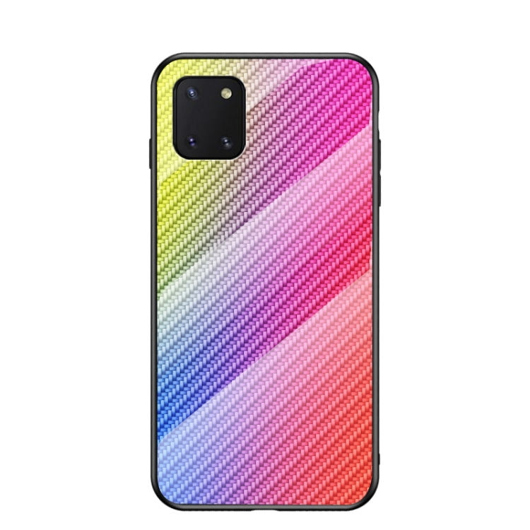 

For Samsung Galaxy M60s / A81 Gradient Carbon Fiber Texture TPU Border Tempered Glass Case(Colorful Fiber)
