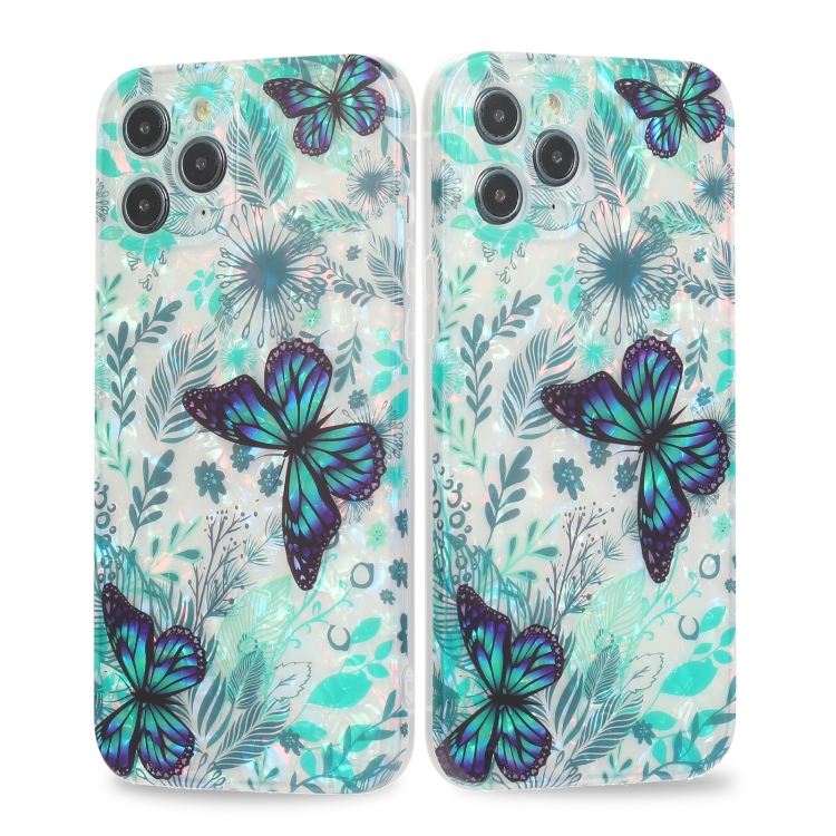 

Butterfly Shell Colorful Series Pattern IMD TPU Shockproof Case For iPhone 13 Pro Max(Green)