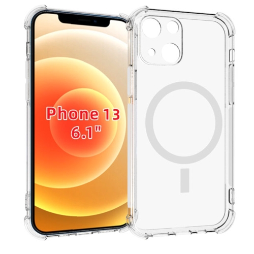 

MagSafe Magnetic Alpha A Texture TPU Four-corner Shockproof Protective Case For iPhone 13(White)