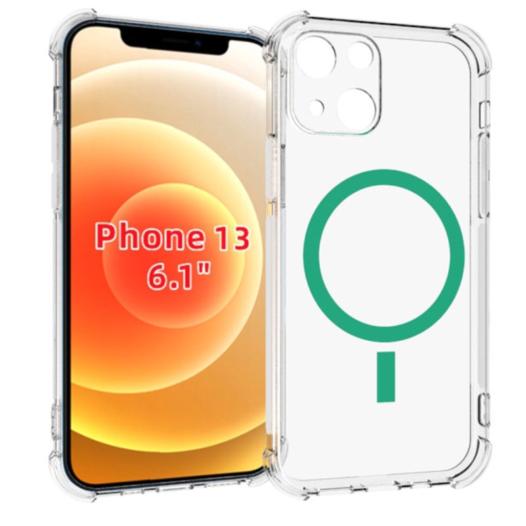 

MagSafe Magnetic Alpha A Texture TPU Four-corner Shockproof Protective Case For iPhone 13(Green)