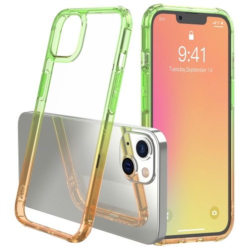 

Sound Coversion Shockproof Gradient Acrylic Protective Case For iPhone 13 mini(Green Orange)