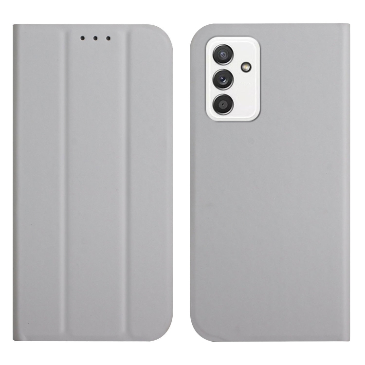 

For Samsung Galaxy A82 5G 3-Folding Ultrathin Skin Feel Magnetic Solid Color Horizontal Flip Leather Case with Holder(Grey)