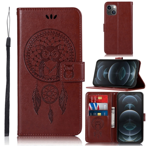 

Wind Chime Owl Embossing Pattern Horizontal Flip Leather Case with Holder & Card Slots & Wallet For iPhone 13 mini(Brown)
