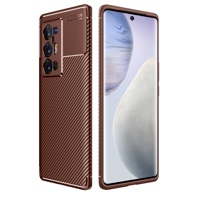 

For vivo X70 Pro+ Carbon Fiber Texture Shockproof TPU Case(Brown)