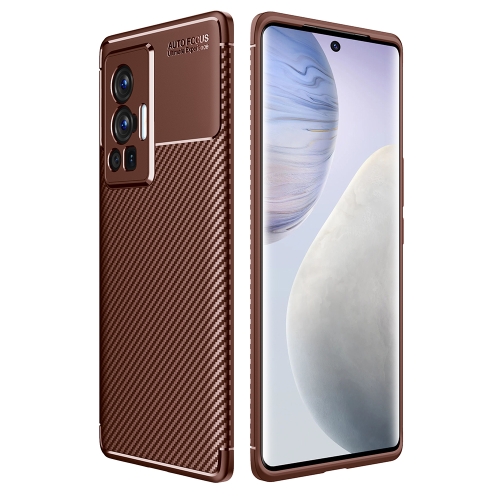 

For vivo X70 Pro Carbon Fiber Texture Shockproof TPU Case(Brown)