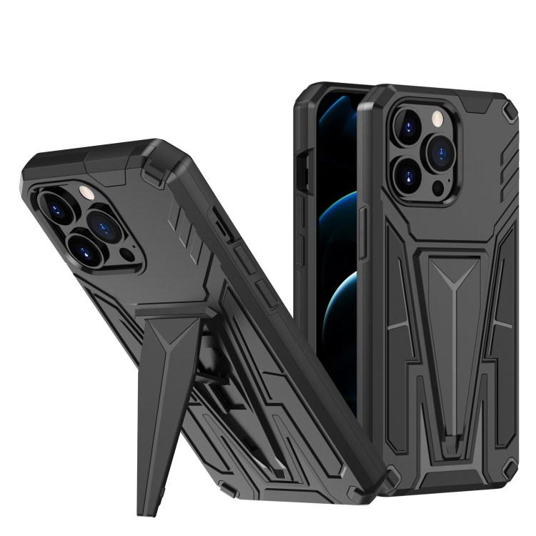 

Super V Armor PC + TPU Shockproof Case with Invisible Holder For iPhone 13 mini(Black)