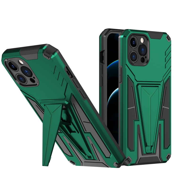 

Super V Armor PC + TPU Shockproof Case with Invisible Holder For iPhone 12 Pro Max(Green)