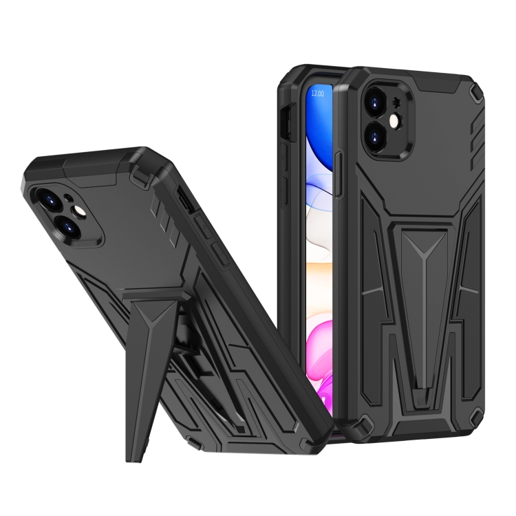 

Super V Armor PC + TPU Shockproof Case with Invisible Holder For iPhone 11(Black)