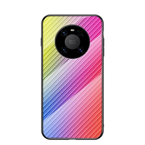 

For Huawei Mate 40 Pro Gradient Carbon Fiber Texture TPU Border Tempered Glass Case(Colorful Fiber)