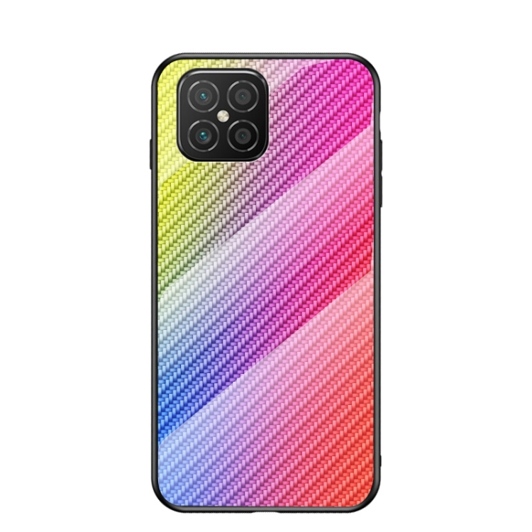 

For Huawei nova 8 SE Gradient Carbon Fiber Texture TPU Border Tempered Glass Case(Colorful Fiber)
