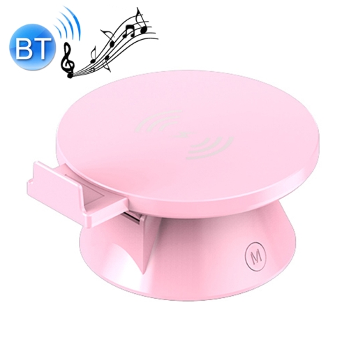 

10W Multifunctional Universal Horizontal / Vertical Flash Charging Wireless Charger Bluetooth Speaker with USB Interface(Pink)